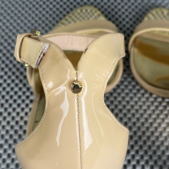 Ted Baker London Heels Womens Size 39.5 Gold Metallic Open Toe Ankle Strap - Picture 13 of 15